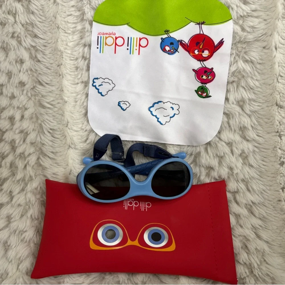 Blue Kids Sunglasses with Red Case